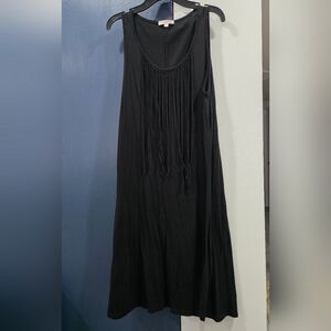Black Fringe Sleeveless Coverup